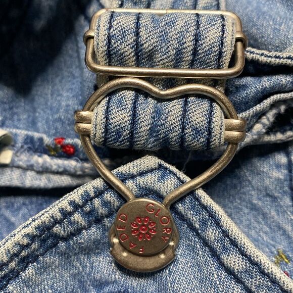 FADED GLORY Embroidered Cherry Denim Baby Overalls - Picture 3 of 9